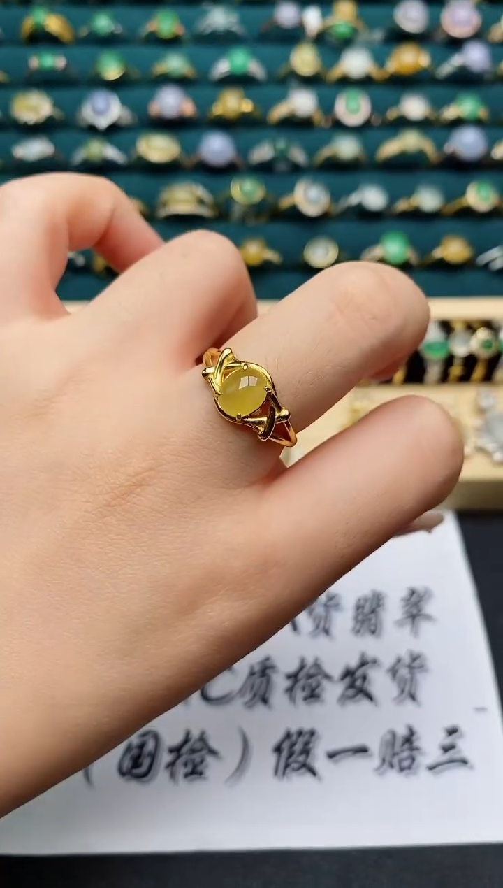 翡翠戒指银S925镶嵌1