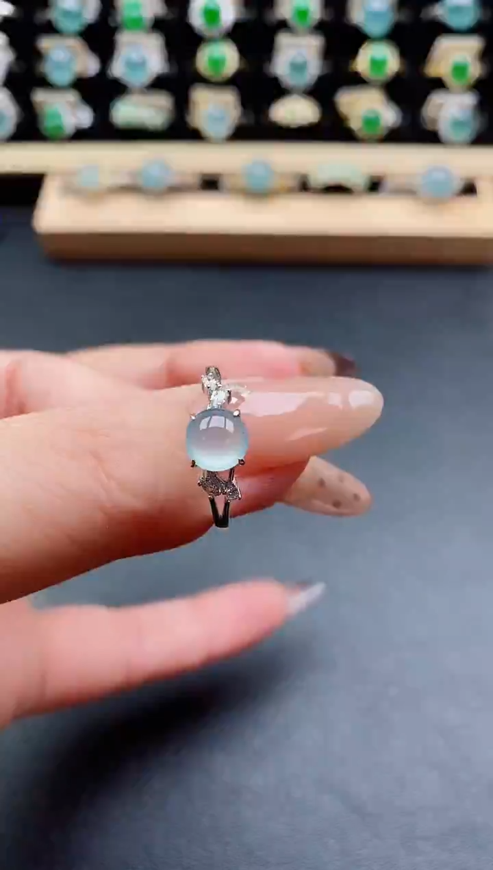 银S925镶嵌戒指翡翠1