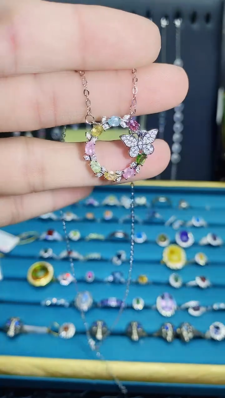 【闪购商品】碧玺项链银S925镶嵌1121