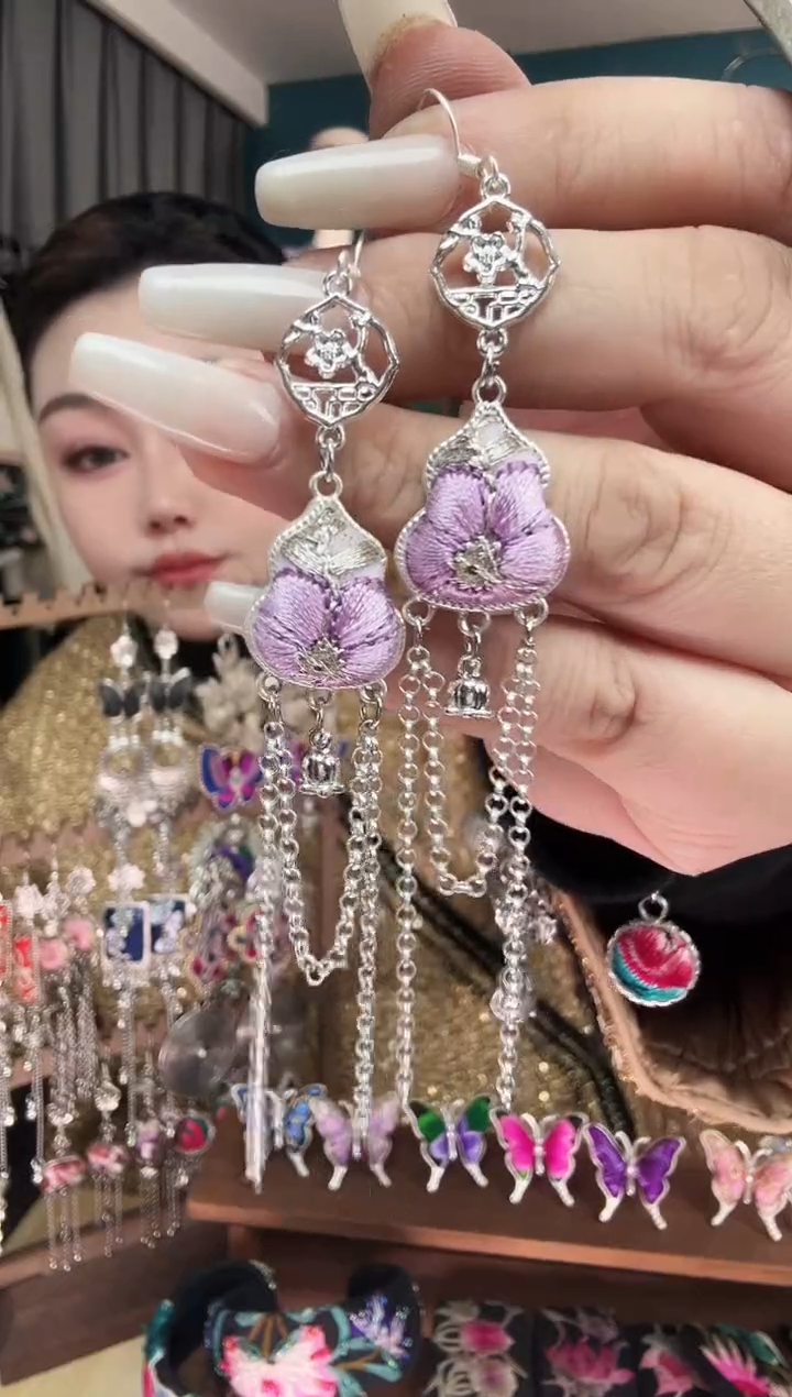 刺绣纯手工民族风刺绣耳环