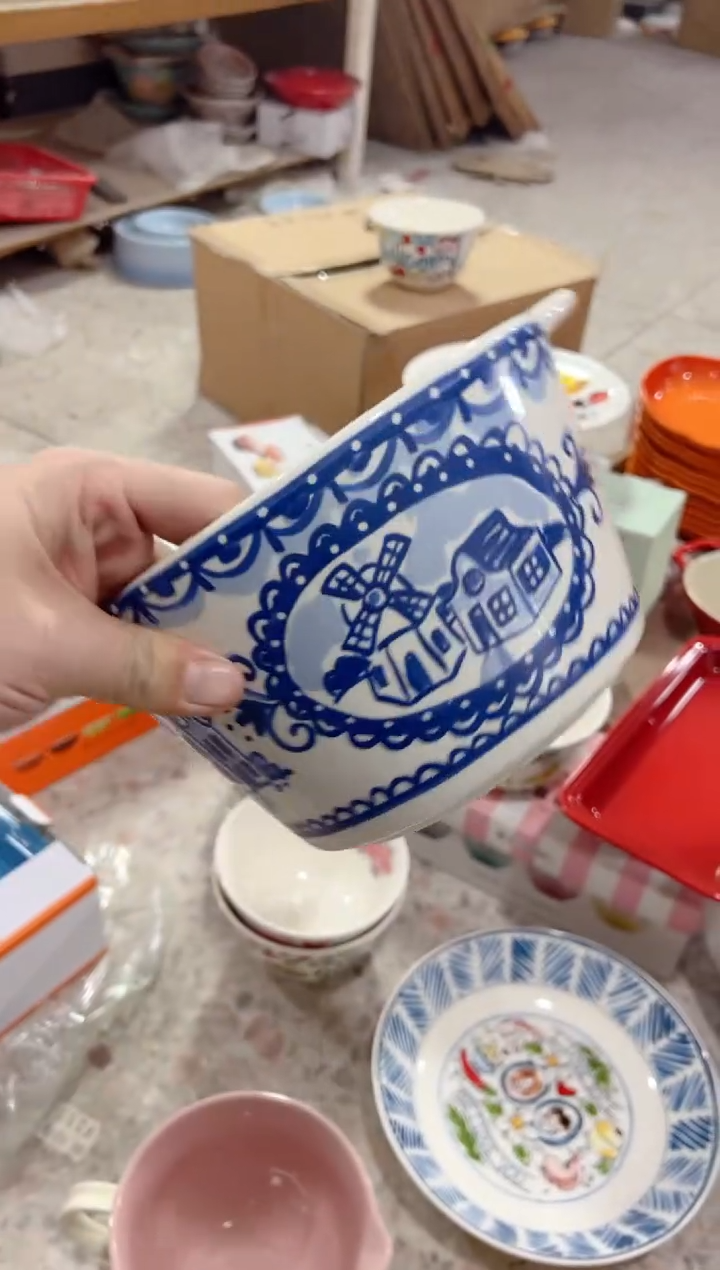 【闪购商品】碟荷兰太太------双耳碗*---蓝彩