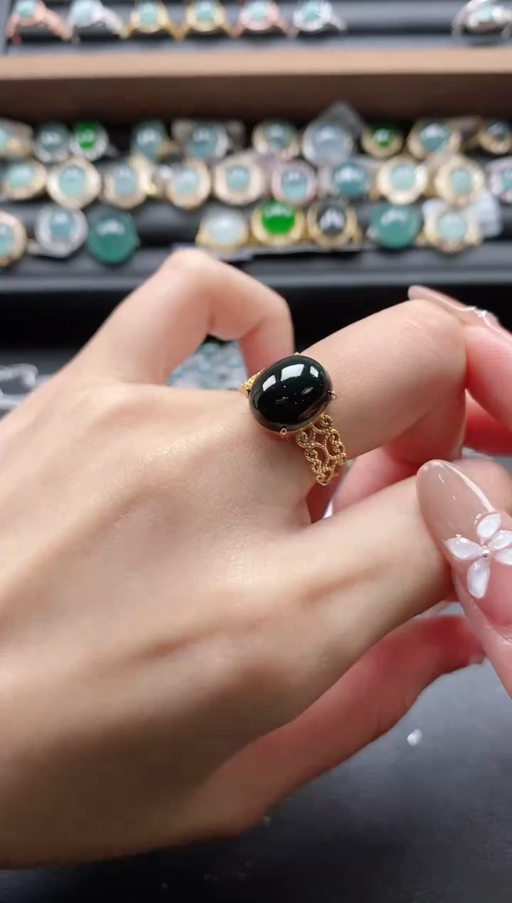 【闪购商品】翡翠戒指银S925镶嵌5115-2