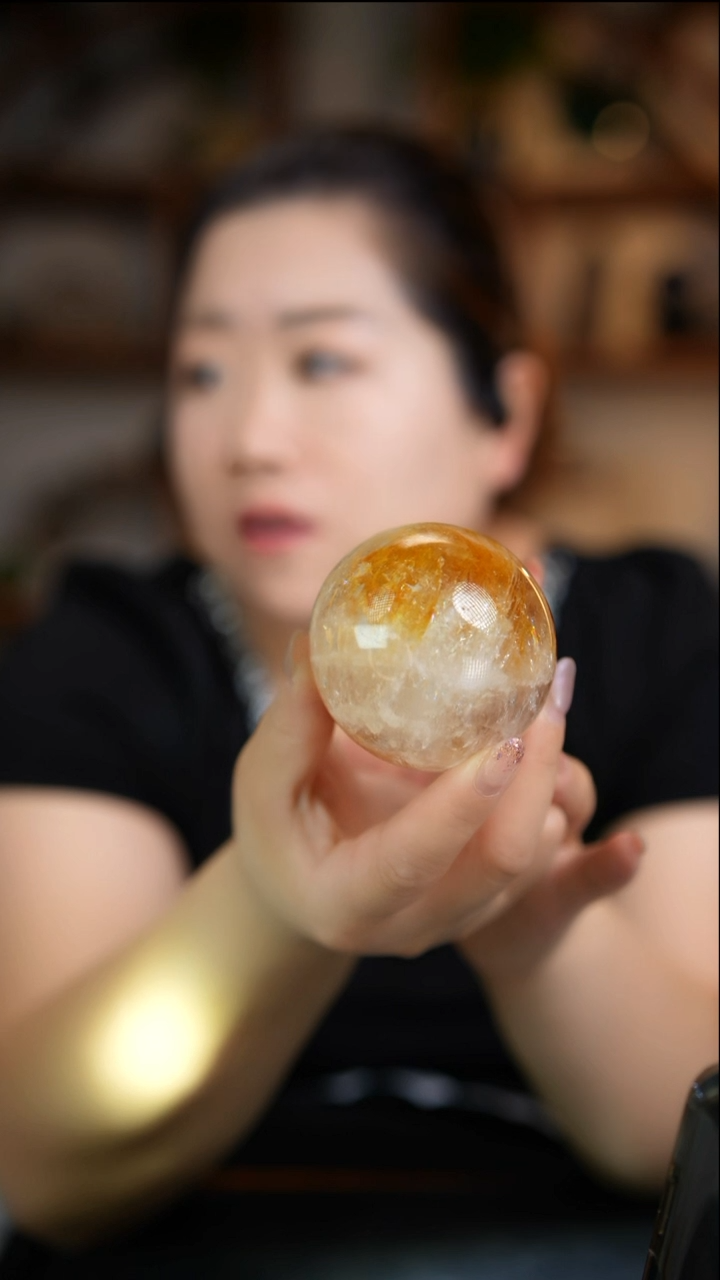 未镶嵌珠宝半成品水晶黄胶花球D623
