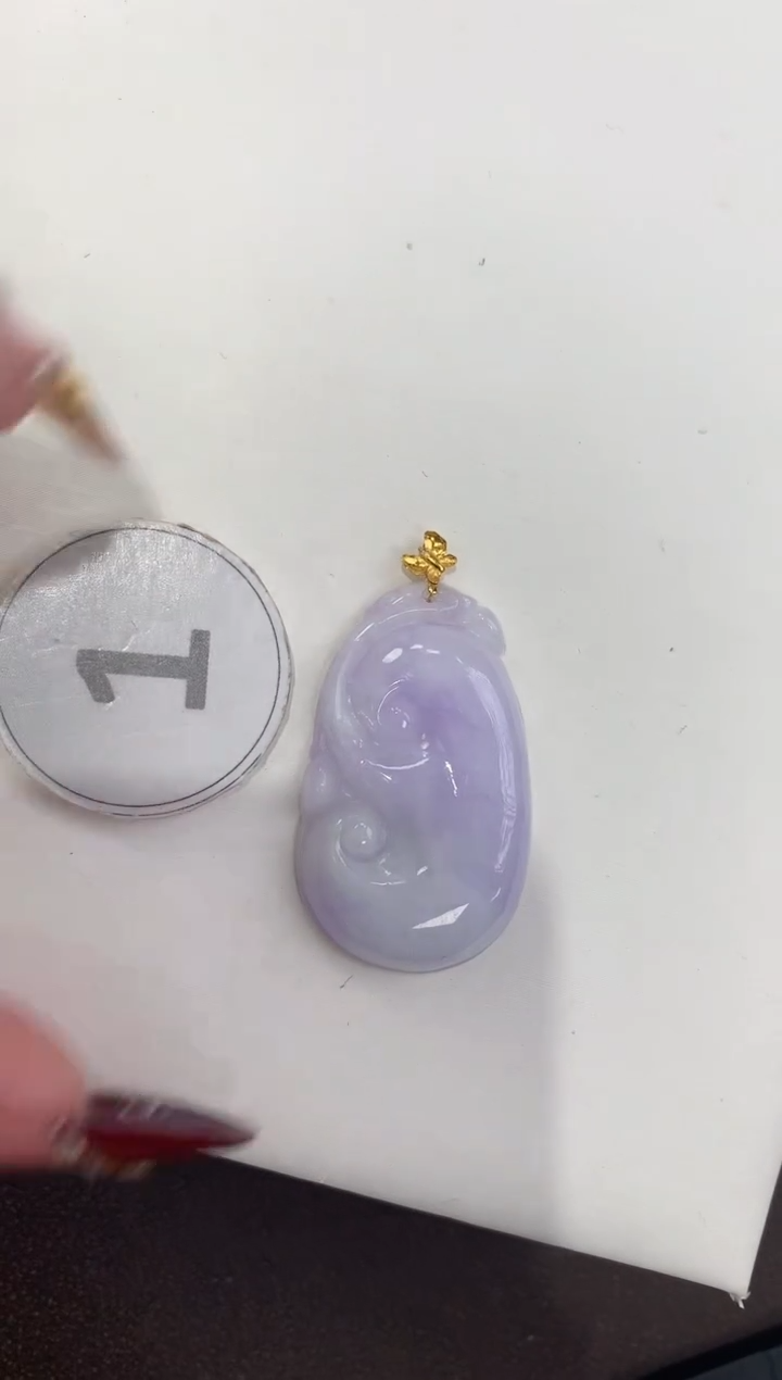 颈饰18K金镶嵌翡翠天然缅甸a货翡翠