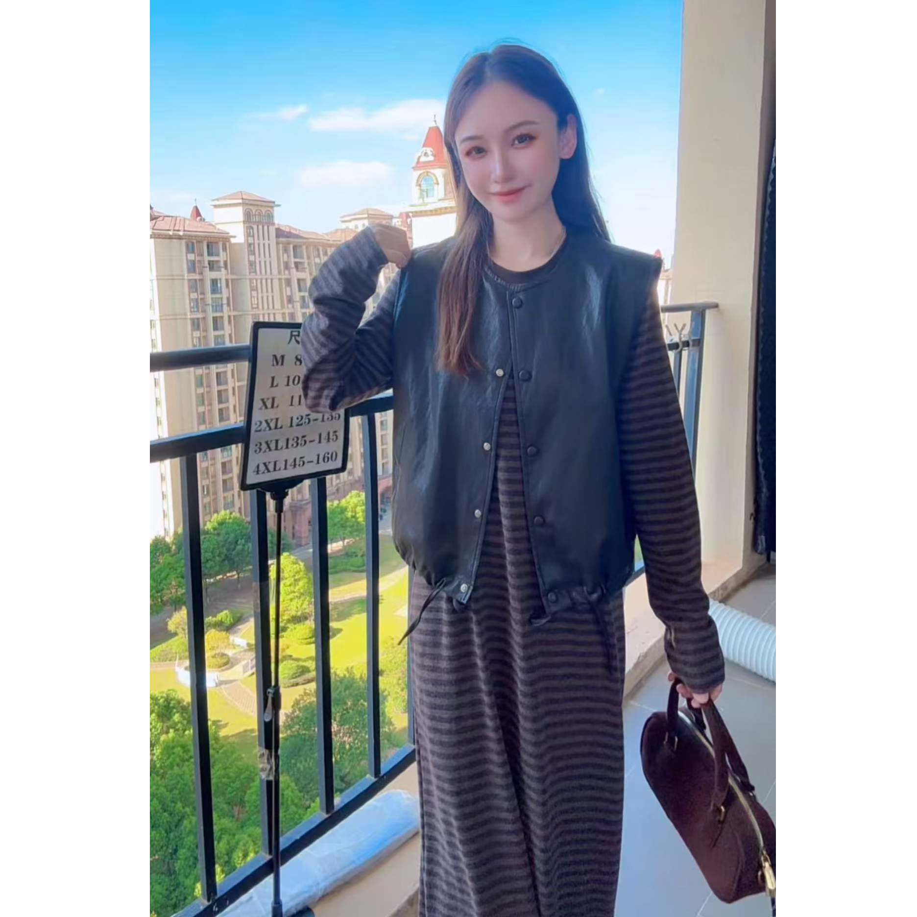 学院风减龄连衣裙套装女2025秋季新款设计感皮马甲两件套Q878304
