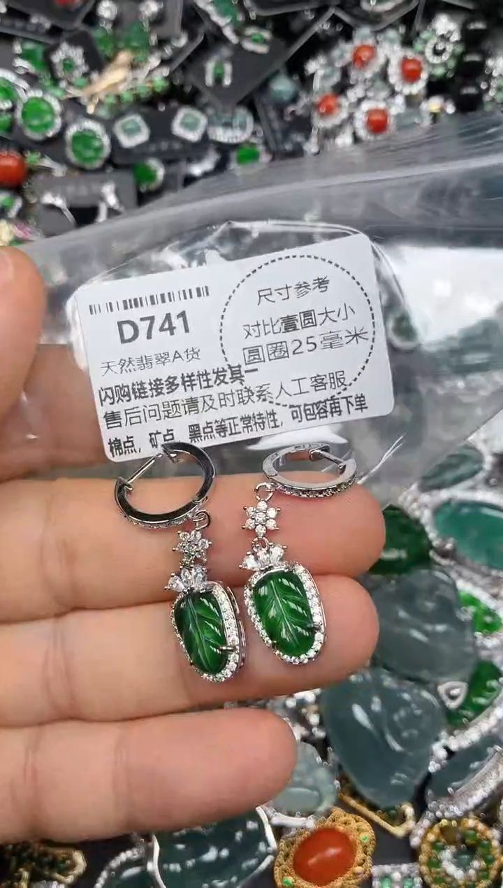 颈饰未镶嵌翡翠D741耳扣