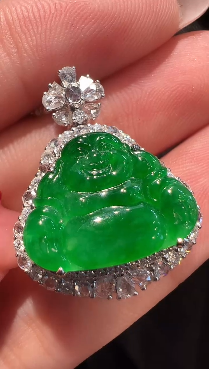 吊坠(不含链)18K金镶嵌翡翠AL6吊坠