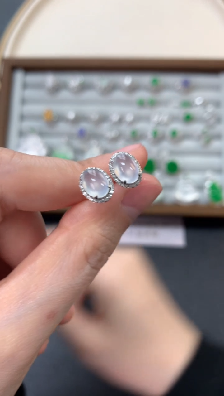 【闪购商品】翡翠耳饰18K金镶嵌耳饰4680