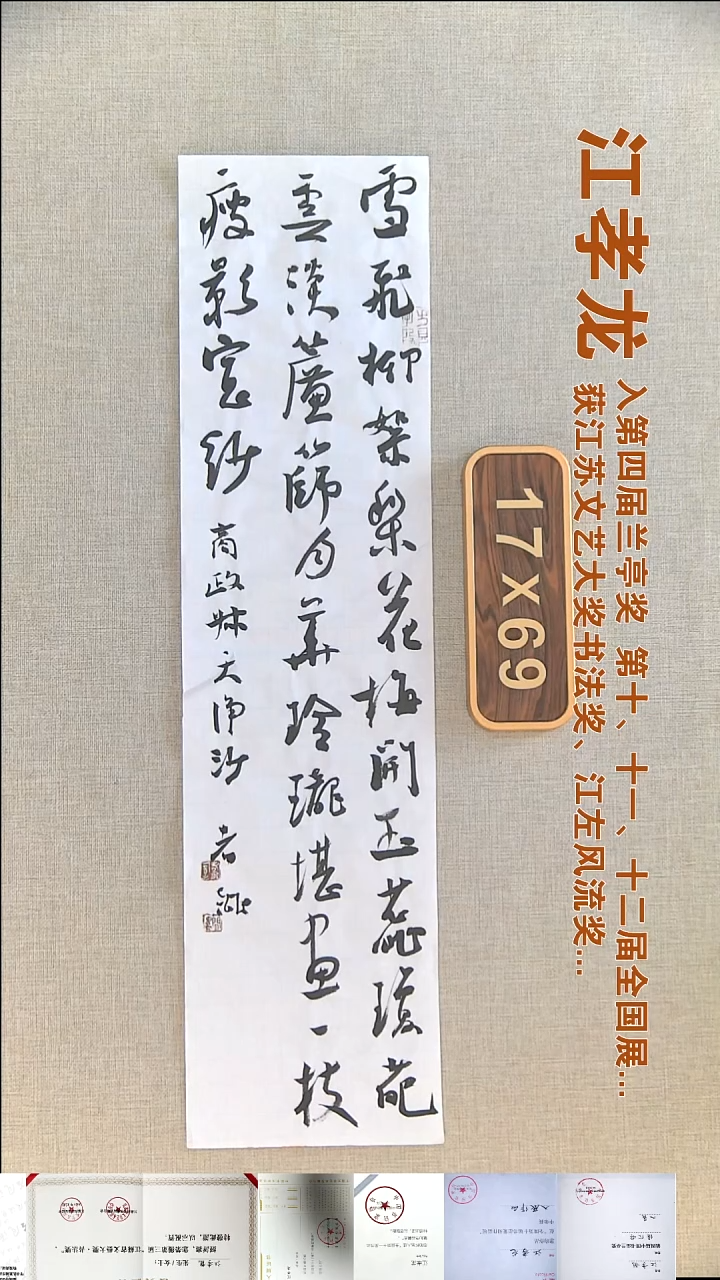 书法江孝龙书法福利17*69雪飞柳絮