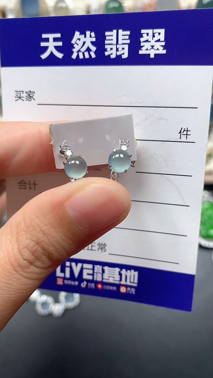 银S925镶嵌翡翠耳饰128