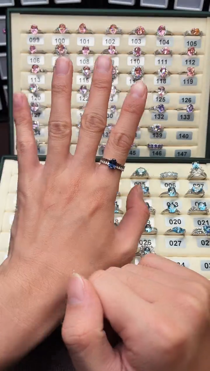 戒指蓝宝石银S925镶嵌1