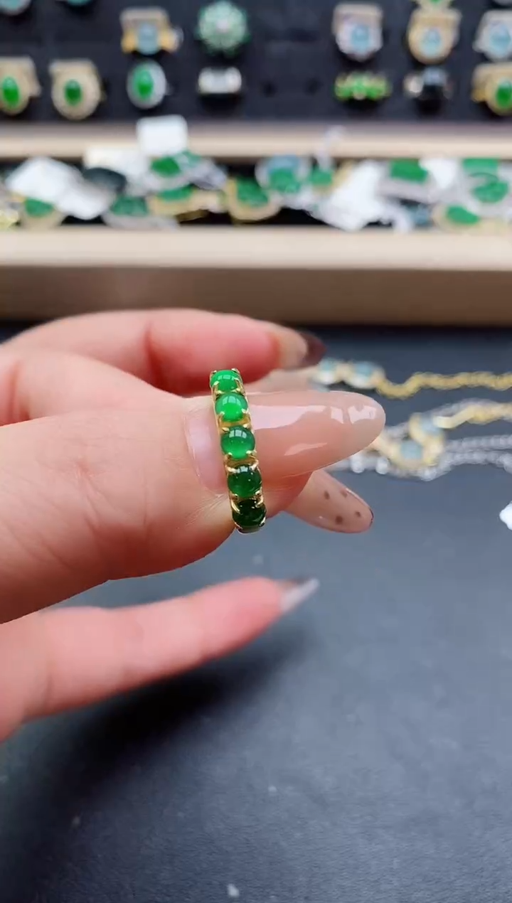 银S925镶嵌戒指翡翠1