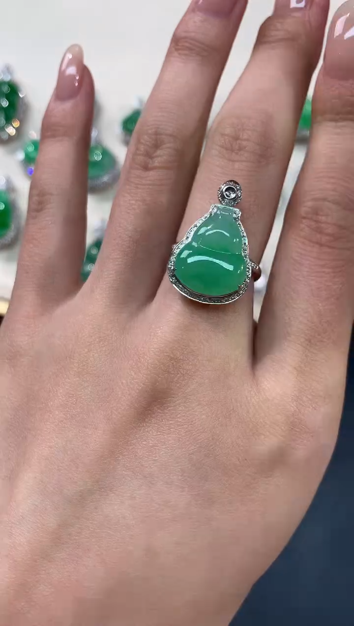 【闪购商品】翡翠戒指18K金镶嵌戒指A294|4980