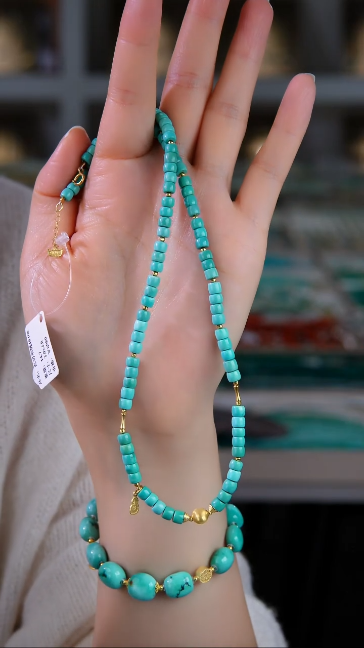 18K金镶嵌绿松石颈饰1