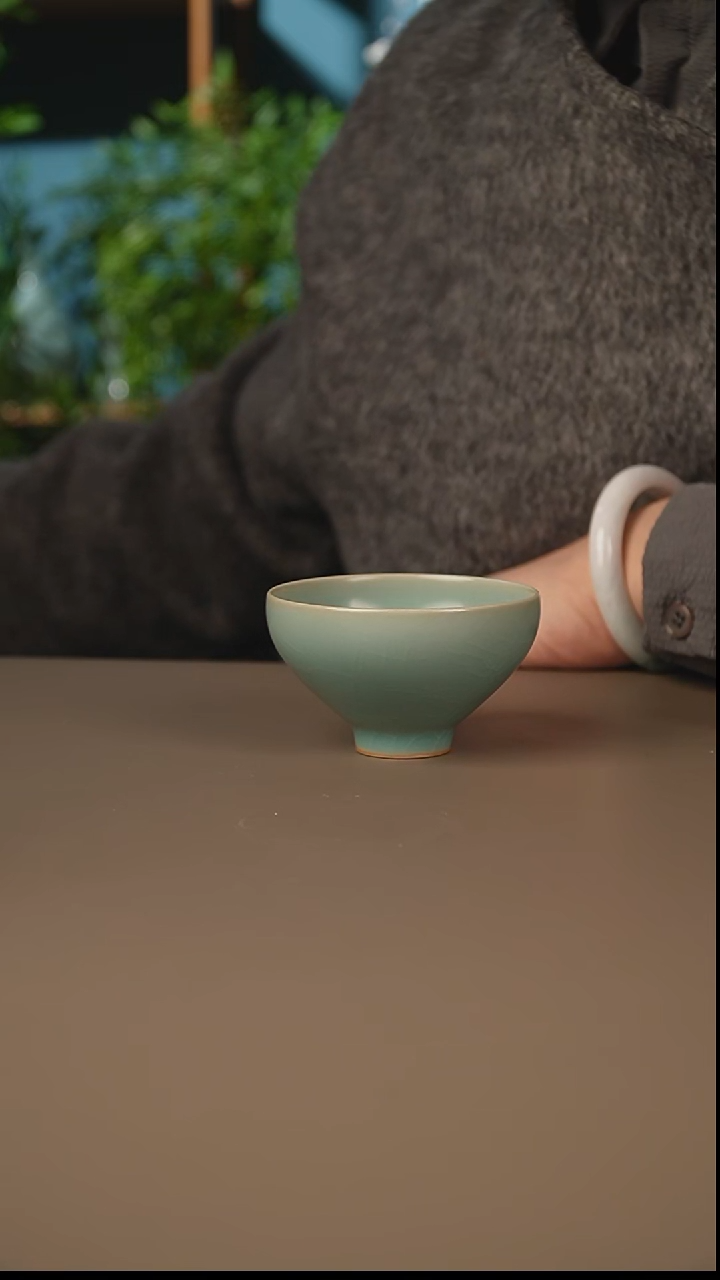 仿古天青鸡心盏一级