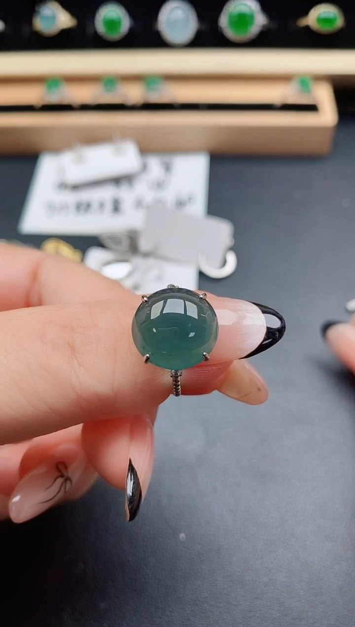 翡翠戒指银S925镶嵌5000