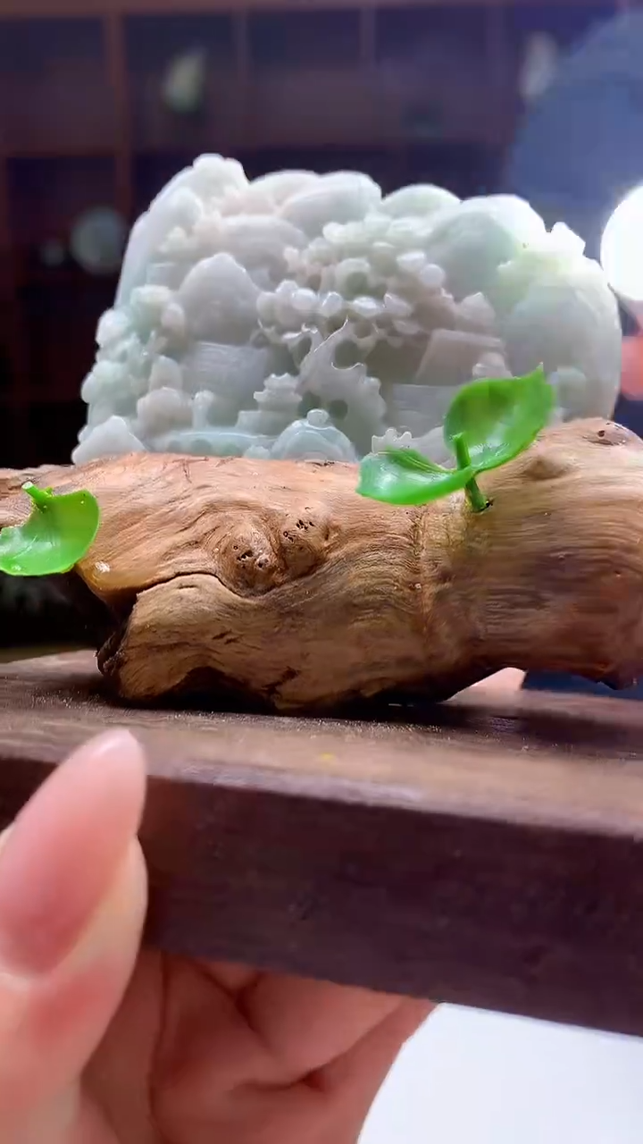 【闪购商品】定制翡翠未镶嵌8046yx-毛货摆件山水19配底座