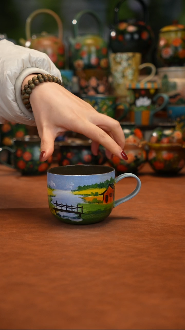 紫砂油画手绘釉下彩