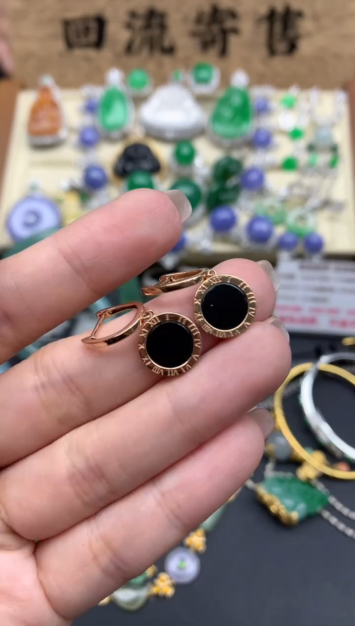 【闪购商品】翡翠耳饰18K金镶嵌355-中国好珍宝