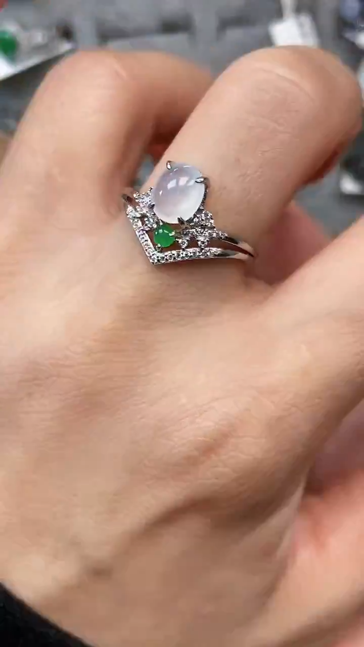 银S925镶嵌戒指翡翠6788