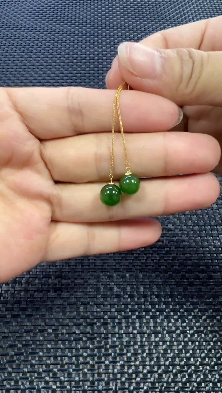 和田玉18K金镶嵌耳饰（多样性发一件）