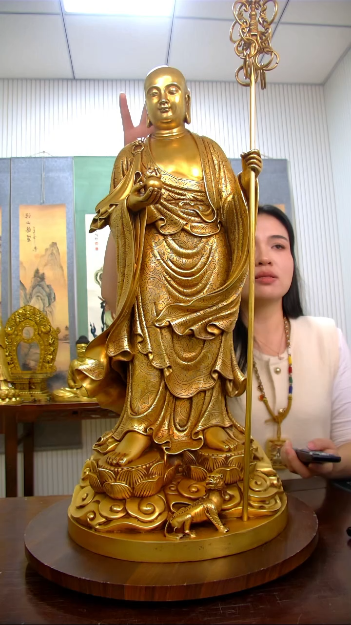 【闪购商品】紫铜鎏金，46分地藏D20391-Z