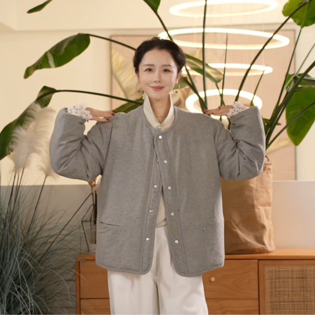 X【叭哒不惑】 羊毛羊绒白鹅绒两面穿宽松羽绒服女百搭外套