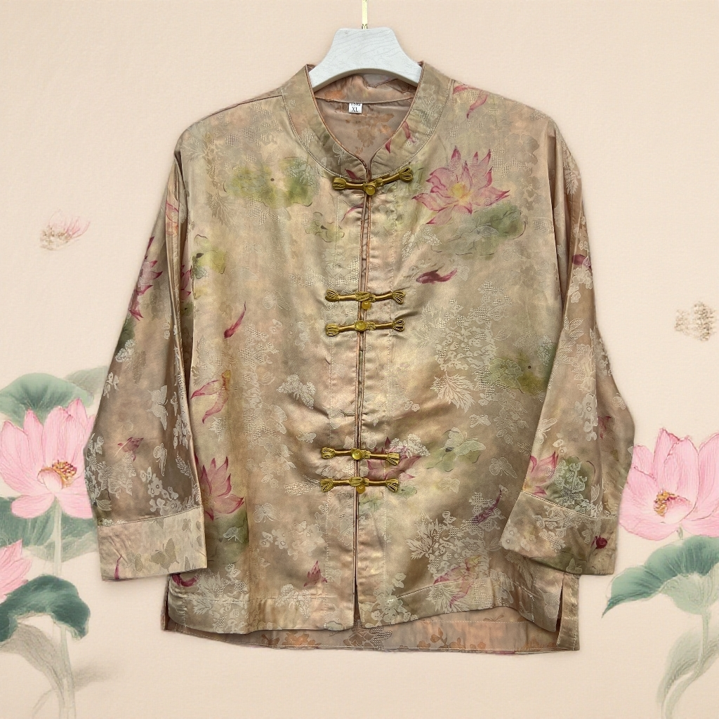 【荷塘月色】2051唐装直襟提花花纹上衣休闲新中式薄款重磅扎染