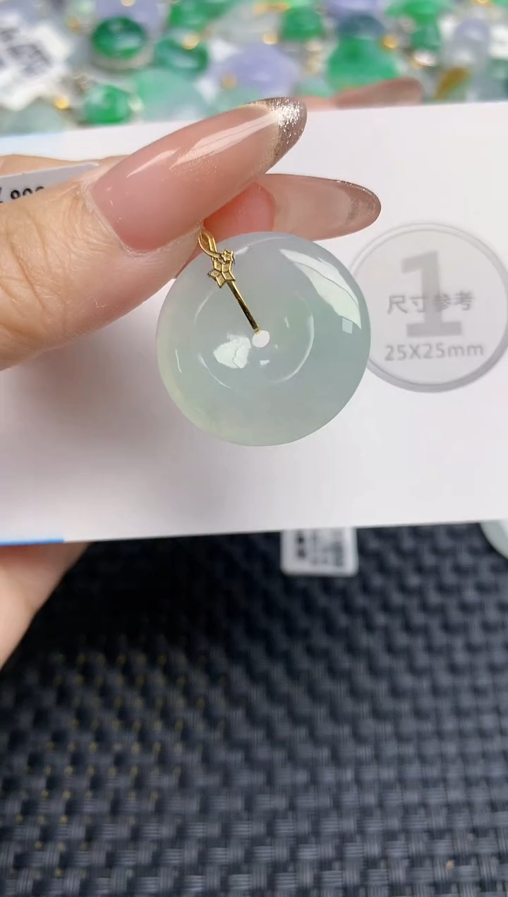 颈饰18K金镶嵌翡翠天然缅甸A货翡翠百元以上9元证书费自理