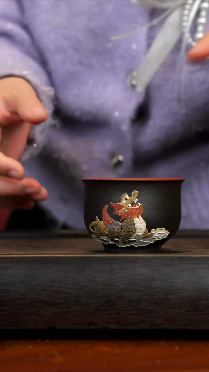 【闪购商品】紫砂茶壶大红袍粉浆 麒麟杯