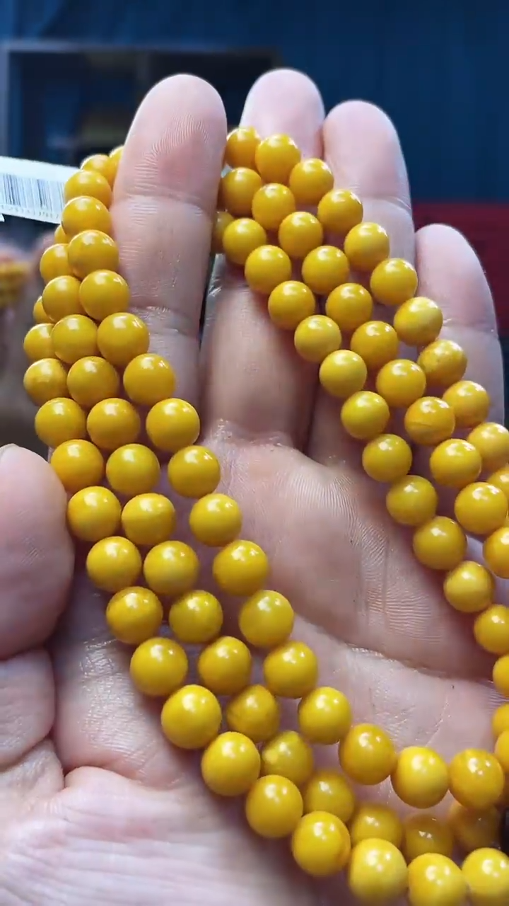 琥珀毛衣链未镶嵌蜜蜡圆珠佛珠