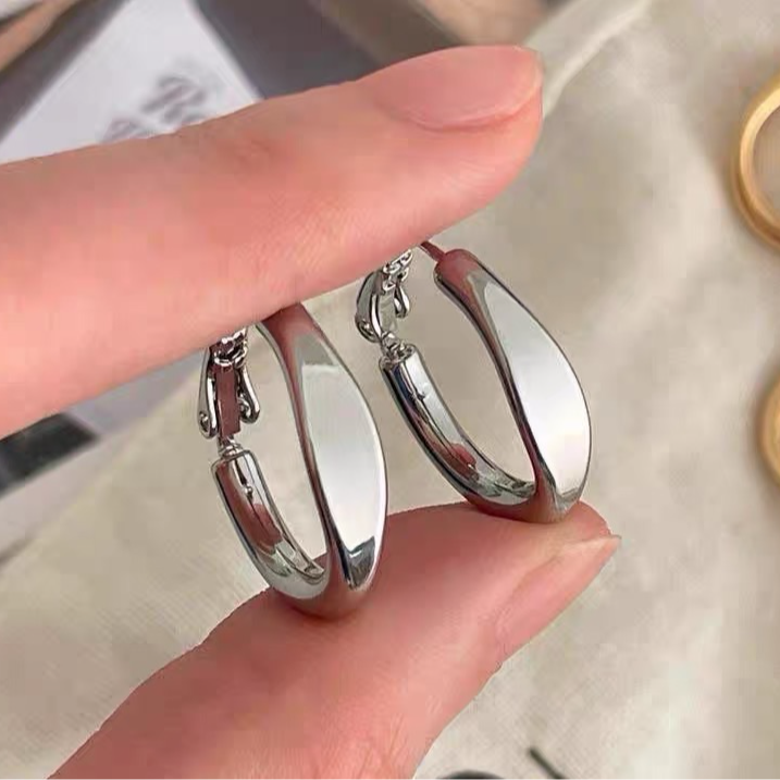 非金属合成锆石耳饰 自留款高级清冷感素圈耳环