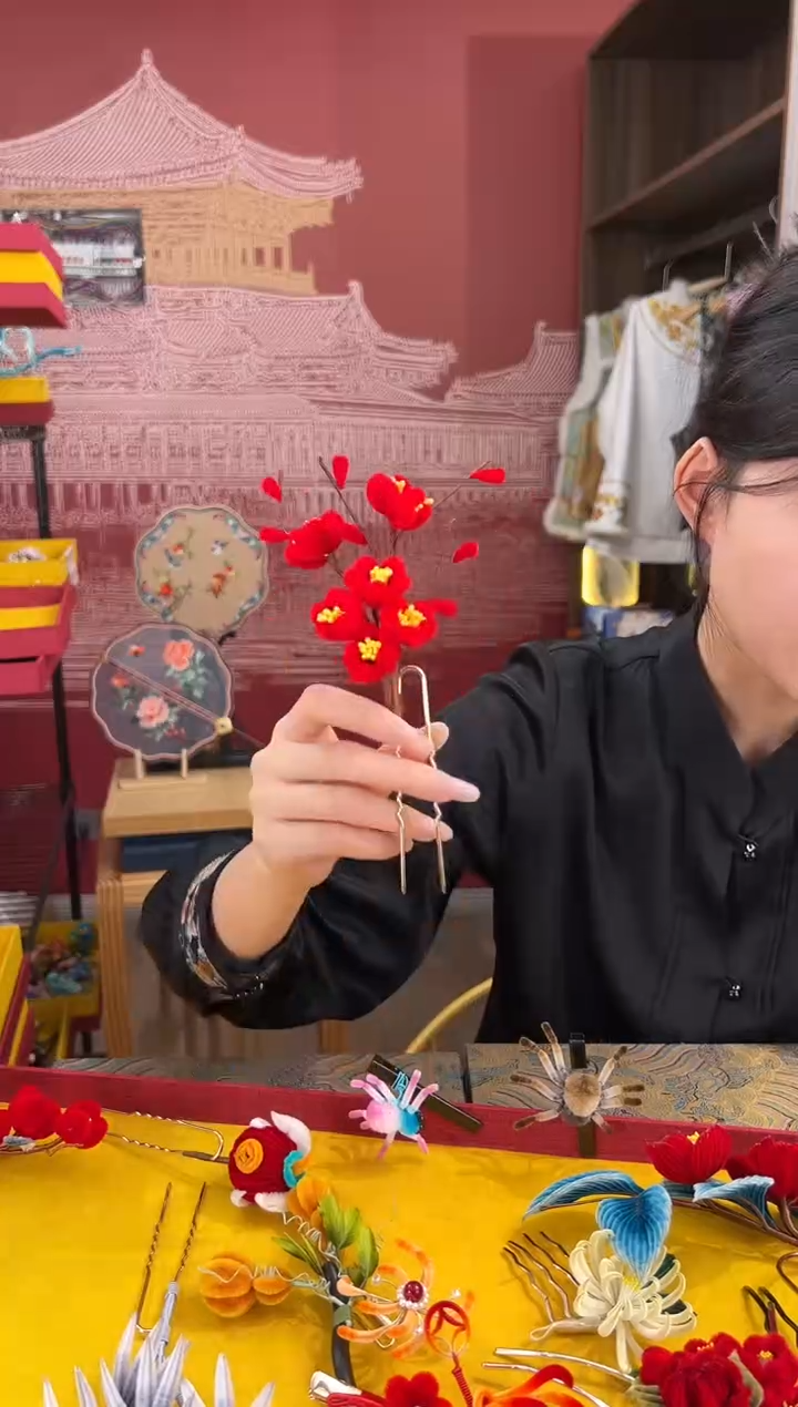 【闪购商品】刺绣非遗绒花（发饰）