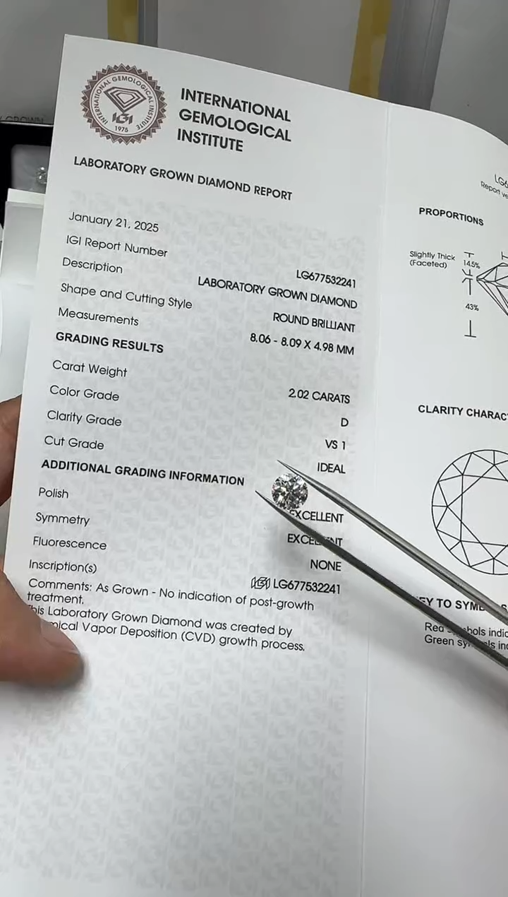 【闪购商品】实验室培育钻石未镶嵌圆钻裸石