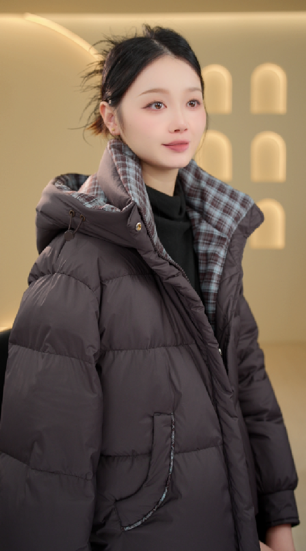 【杭州高定正品】连帽羽绒服2025上新定制色高级保暖外套YRF5221