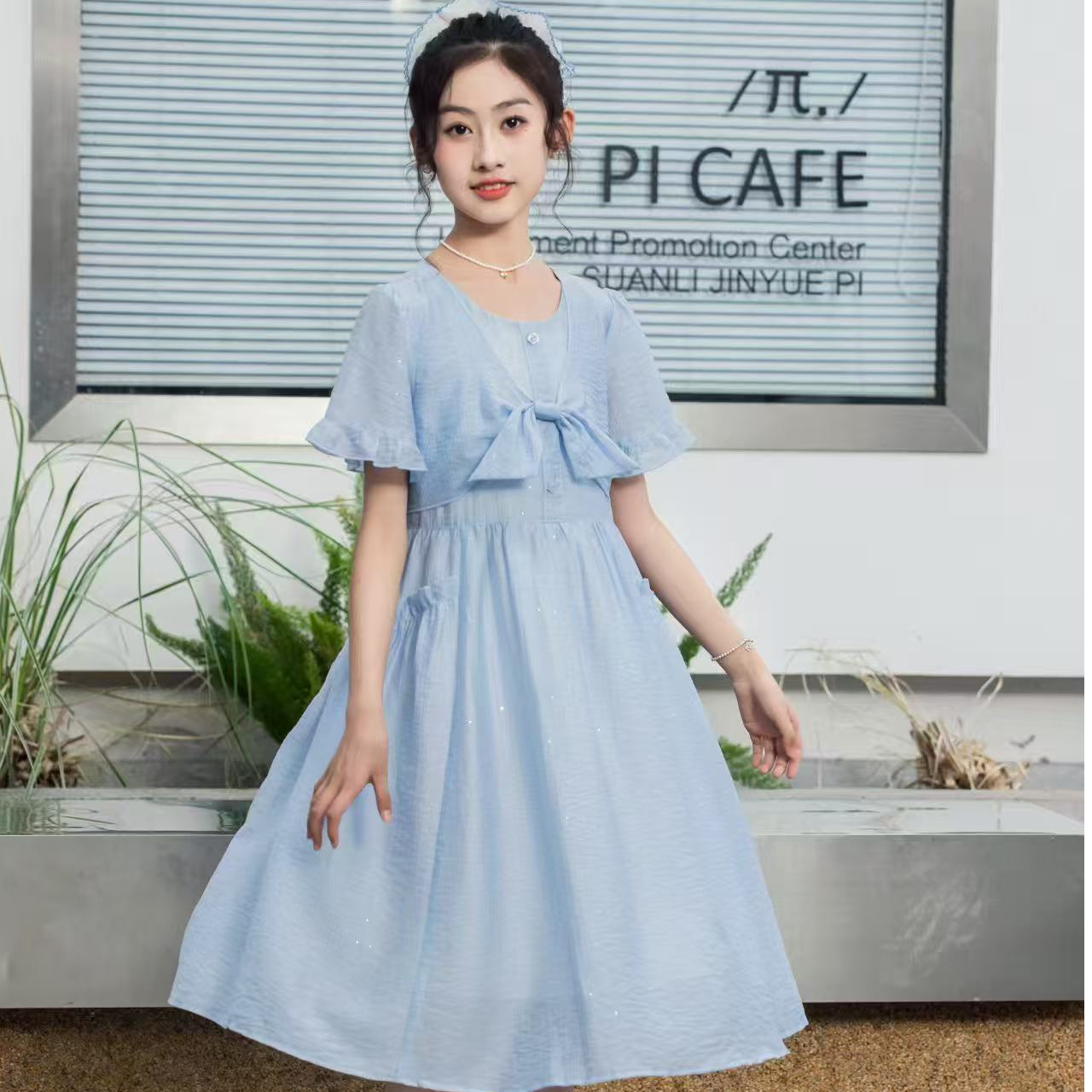 夏季新款童装女孩儿加大加胖款连衣裙常绪2513