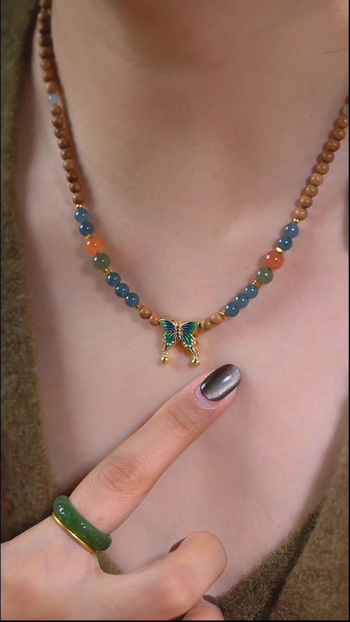 檀香木手串/手链老山小蝴蝶锁骨链