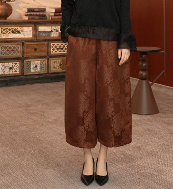 25-K19加棉【扶摇东方】新中式浮雕提花冬款花苞裤休闲百搭裤