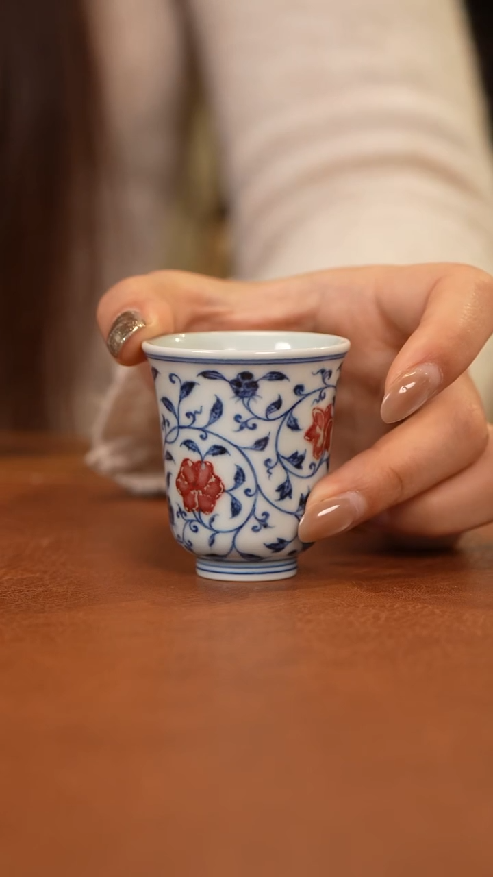 【闪购商品】杯和然窑釉里红闻香杯