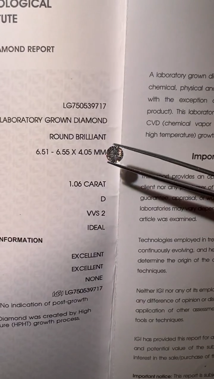 裸石合成钻石LG9717     1.06ct