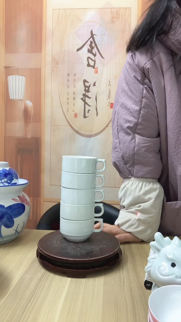 厂瓷 景德镇白瓷小杯 5个