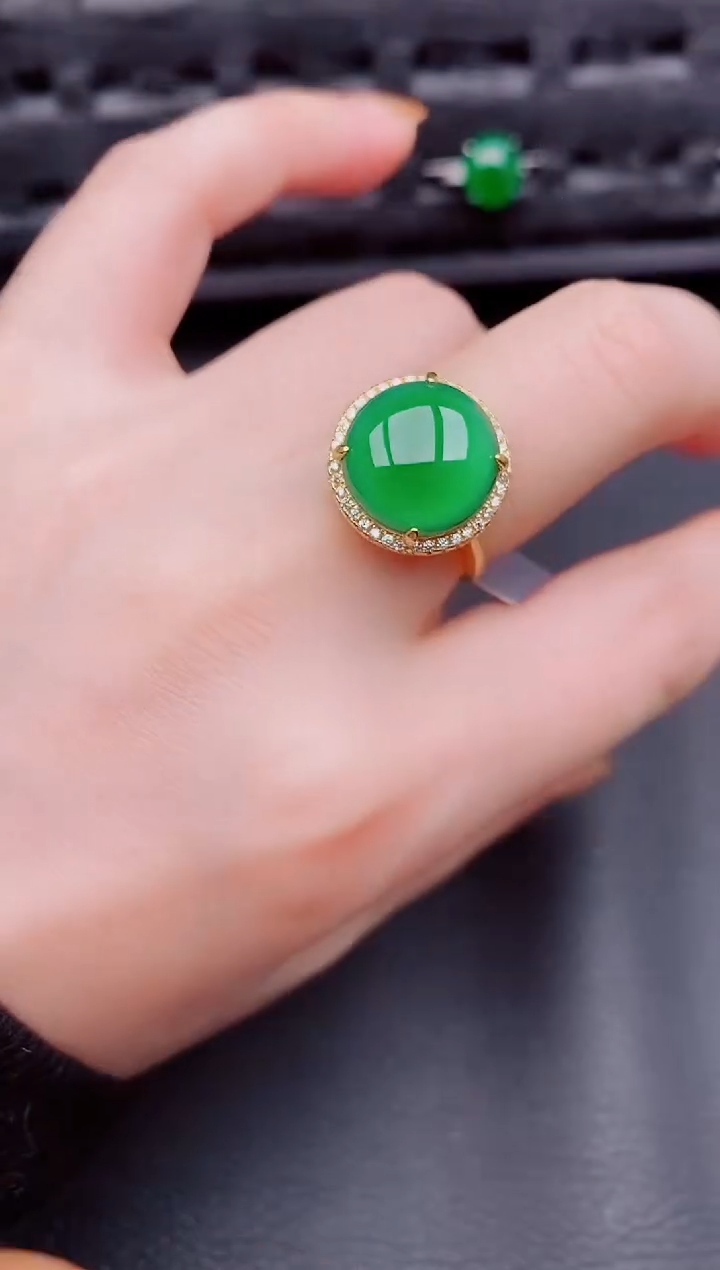 【闪购商品】翡翠戒指银S925镶嵌天然a货翡翠509