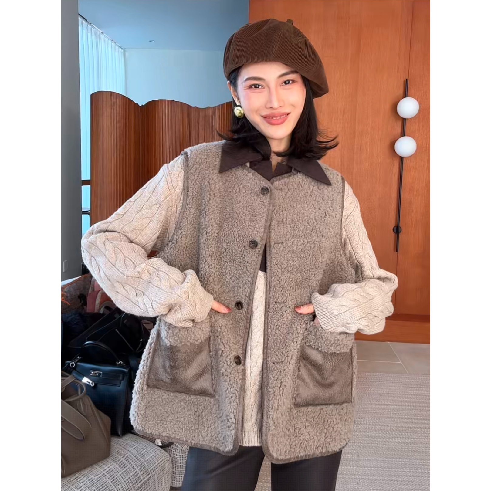 LEVIN LOVE 设计师款绵羊毛马夹  L25AW115743