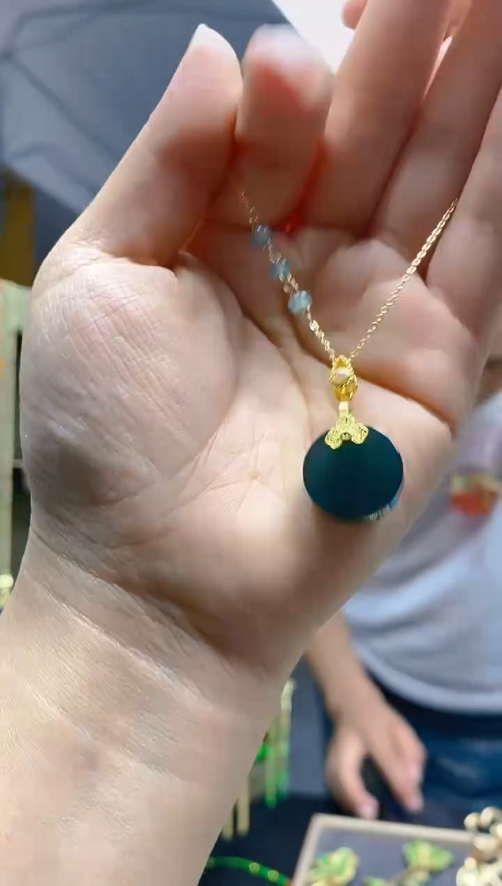 翡翠合金耳饰0363翡翠锁骨链
