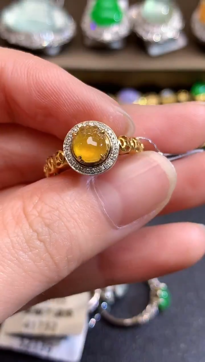 18K金镶嵌戒指翡翠A26  多样性发货一件