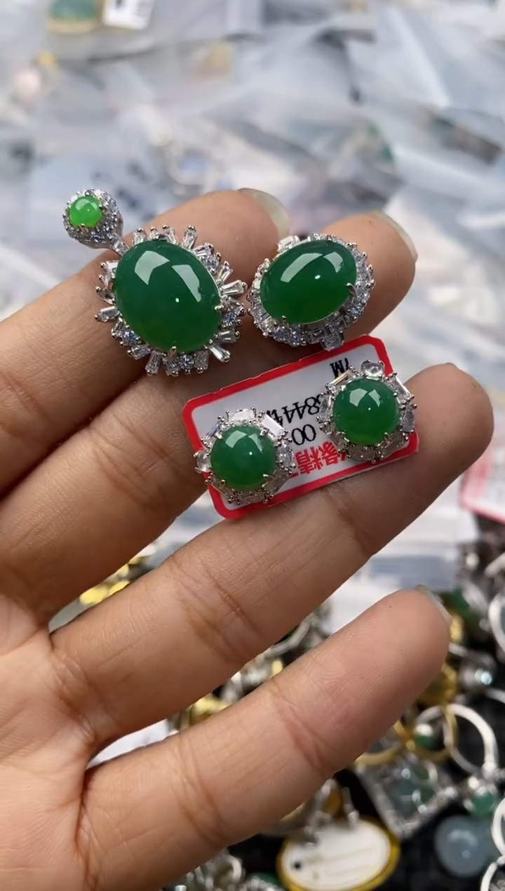 银S925镶嵌戒指翡翠1212---2