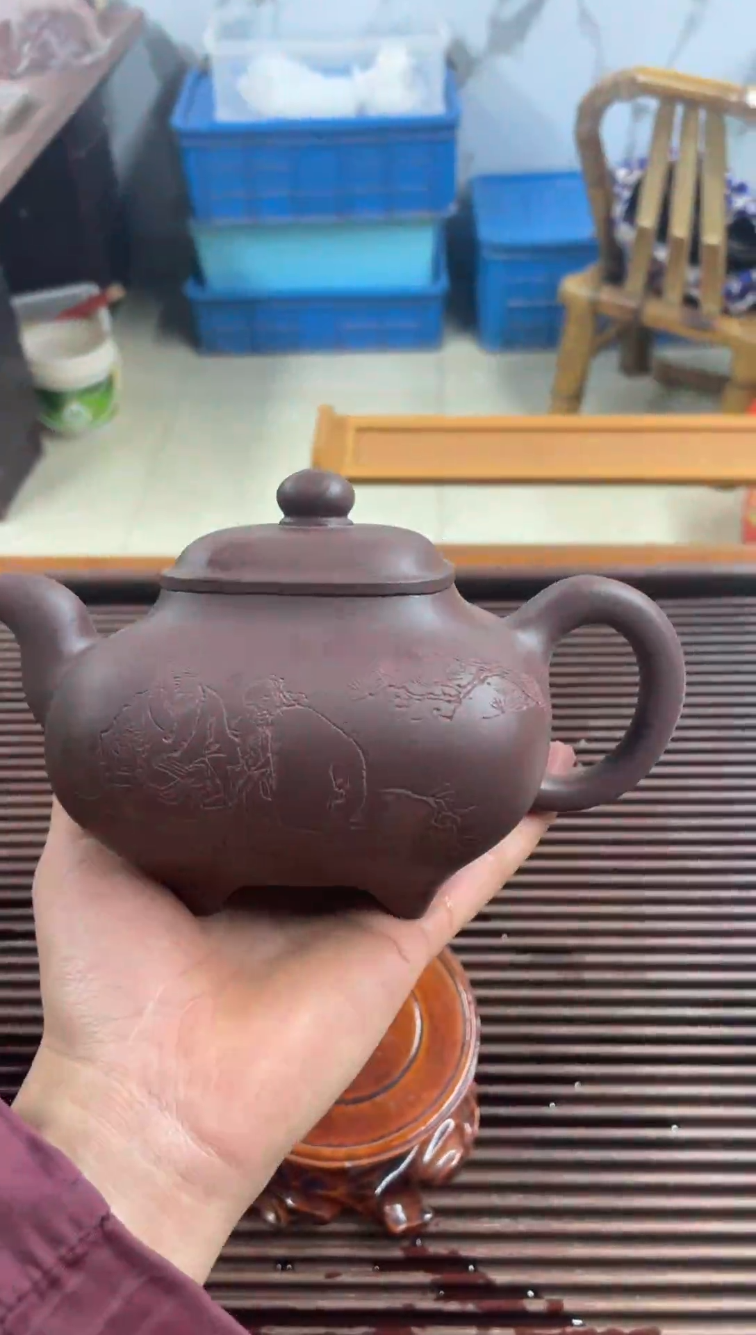 茶壶紫砂刻绘传炉