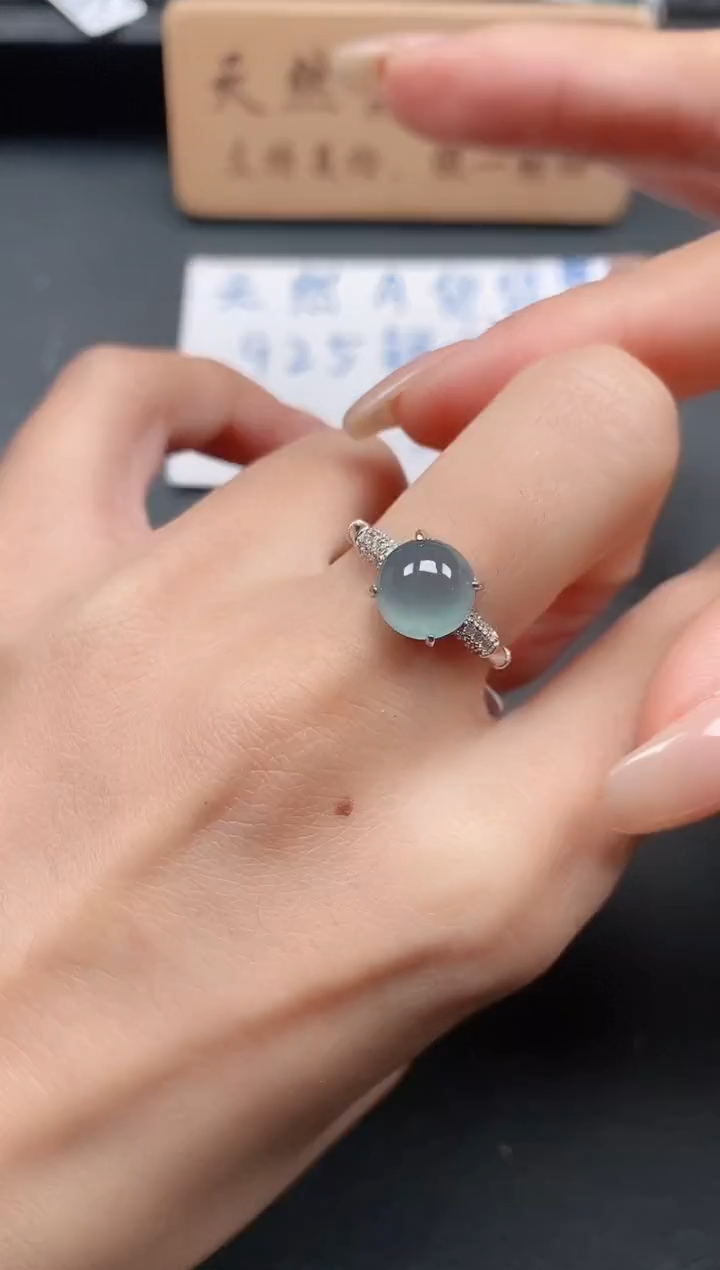 银S925镶嵌戒指翡翠111