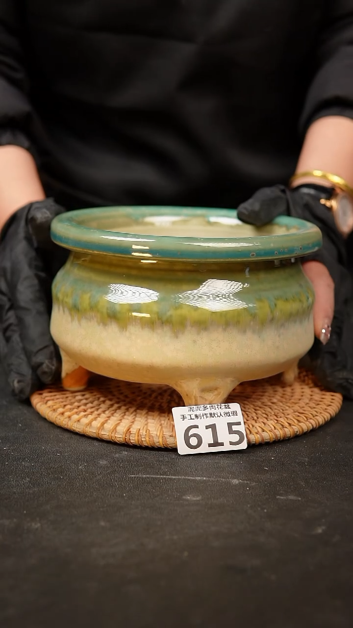 【闪购商品】瓷片615泥泥手工花盆口13高11