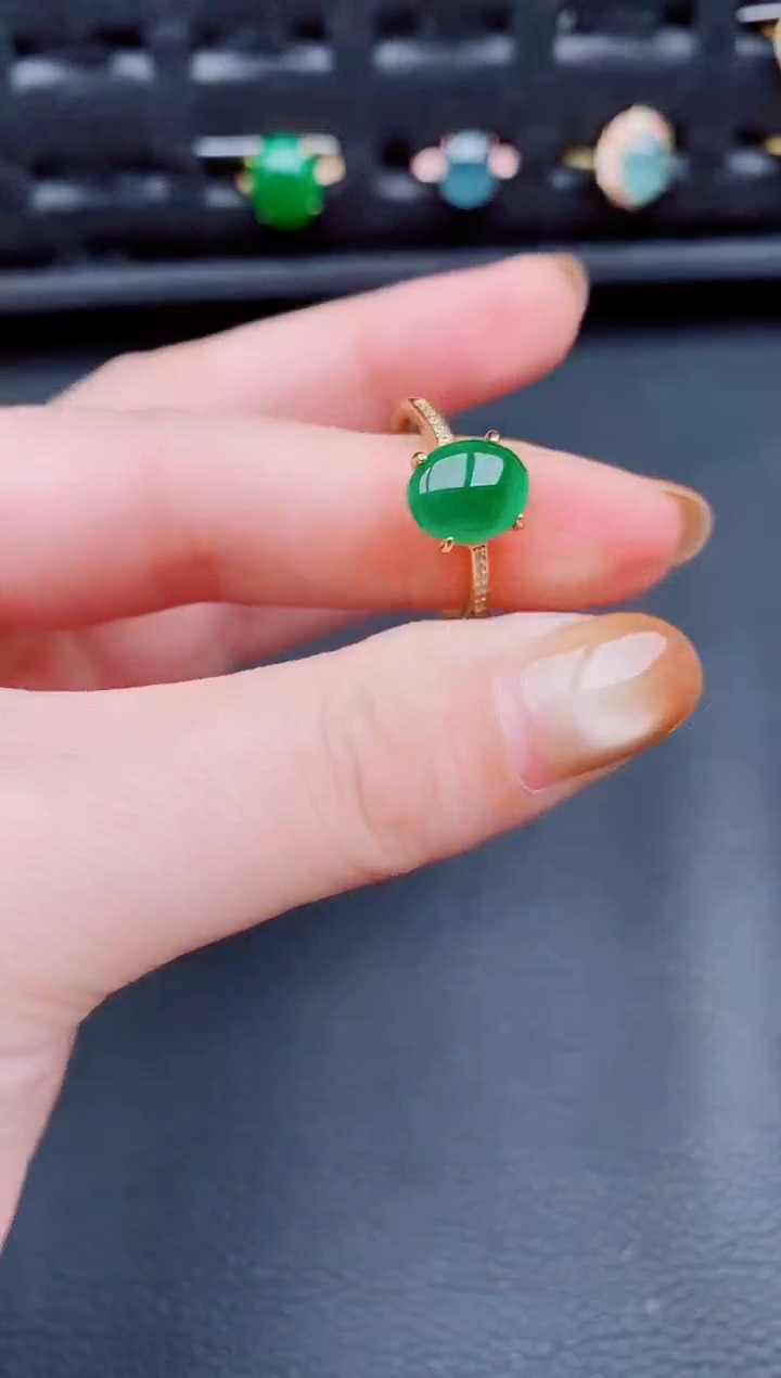 【闪购商品】翡翠戒指银S925镶嵌天然a货翡翠597